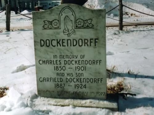 Showing one of the more modern stones; PEI Genealogical Society, 2007