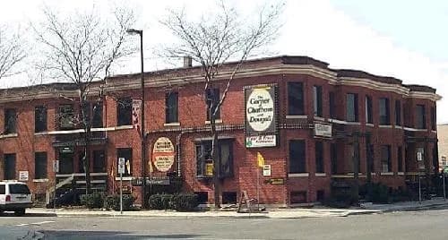 Built in 1905, this V-shaped red brick structure originally housed eight townhouse units.; City of Windsor, Nancy Morand